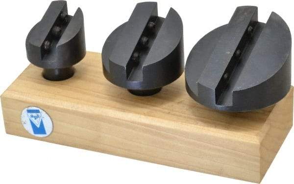 Made in USA - 3 Piece, 3/4" Shank Diam, 1-3/8" to 2-1/2" Max Head Diam, Straight Shank, Fly Cutter Set - 1 Bit Per Cutter, 3/8 to 1/2" Tool Bit, Multiple Head Diams, Includes Wood Block - Benchmark Tooling