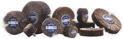Merit Abrasives - 3" Diam x 1" Face Width, Very Fine Aluminum Oxide Coated Mounted Flap Wheel - 1/4-20 Threaded Mount, 240 Grit, Cloth Backing, 20,000 Max RPM - Benchmark Tooling