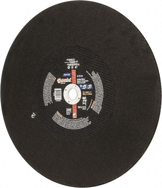 Norton - 18" Aluminum Oxide Cutoff Wheel - 5/32" Thick, 1" Arbor, 3,015 Max RPM, Use with Stationary Tools - Benchmark Tooling