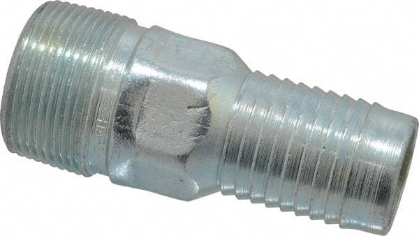 Campbell Fittings - 1-1/4" Pipe ID, Threaded Combination Nipple for Hoses - Plated Steel - Benchmark Tooling