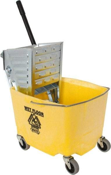 Value Collection - 35 Qt Plastic Metal Bucket & Wringer - 3" Long, Yellow - Benchmark Tooling