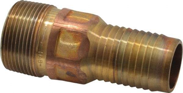 Campbell Fittings - 1-1/4" Pipe ID, Threaded Combination Nipple for Hoses - Brass - Benchmark Tooling