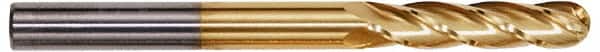 Hertel - 3/4" Diam, 2-1/4" LOC, 4 Flute Solid Carbide Ball End Mill - TiN Finish, Single End, 5" OAL, 3/4" Shank Diam - Benchmark Tooling