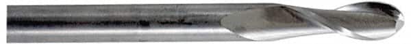 Accupro - 7/16" Diam, 1-1/2" LOC, 2 Flute Solid Carbide Ball End Mill - Uncoated, Single End, 6" OAL, 7/16" Shank Diam, Spiral Flute - Benchmark Tooling