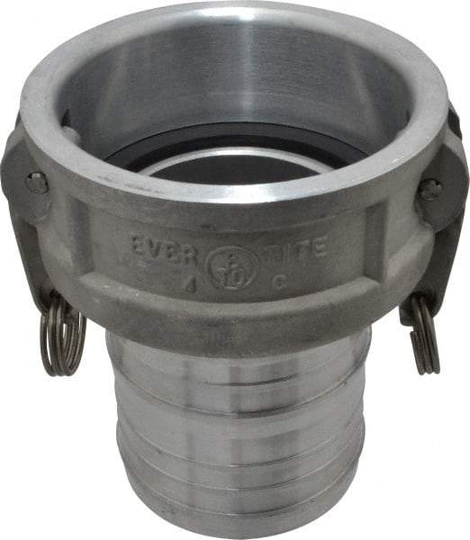 EVER-TITE Coupling Products - 4" Aluminum Cam & Groove Suction & Discharge Hose Female Coupler Hose Shank - Part C, 100 Max psi - Benchmark Tooling
