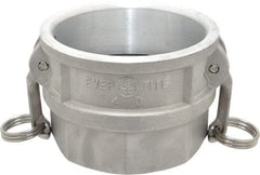 EVER-TITE Coupling Products - 4" Aluminum Cam & Groove Suction & Discharge Hose Female Coupler Female NPT Thread - Part D, 4" Thread, 100 Max psi - Benchmark Tooling