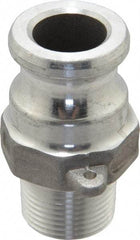 EVER-TITE Coupling Products - 3/4" Aluminum Cam & Groove Suction & Discharge Hose Male Adapter Male NPT Thread - Part F, 3/4" Thread, 250 Max psi - Benchmark Tooling