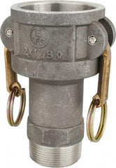 EVER-TITE Coupling Products - 2" Aluminum Cam & Groove Suction & Discharge Hose Female Coupler Male NPT Thread - Part B, 1-1/2" Thread, 250 Max psi - Benchmark Tooling