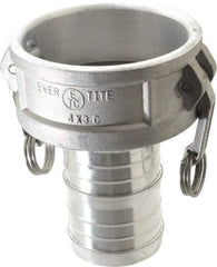 EVER-TITE Coupling Products - 4" Aluminum Cam & Groove Suction & Discharge Hose Female Coupler Hose Shank - Part C, 100 Max psi - Benchmark Tooling
