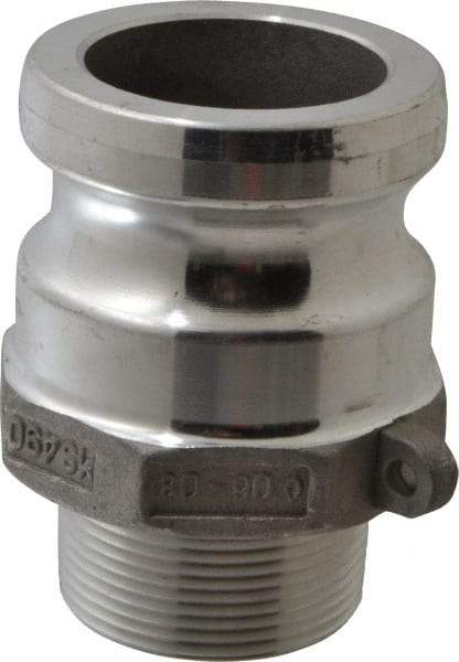 EVER-TITE Coupling Products - 2" Aluminum Cam & Groove Suction & Discharge Hose Male Adapter Male NPT Thread - Part F, 1-1/2" Thread, 250 Max psi - Benchmark Tooling