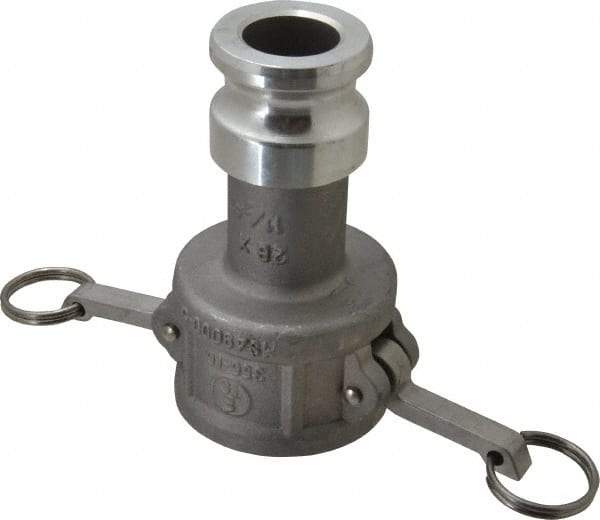 EVER-TITE Coupling Products - 2" Aluminum Cam & Groove Suction & Discharge Hose Female Coupler Male Adapter - 1-1/2" Thread, 250 Max psi - Benchmark Tooling