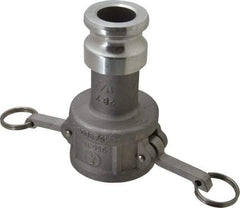 EVER-TITE Coupling Products - 2" Aluminum Cam & Groove Suction & Discharge Hose Female Coupler Male Adapter - 1-1/2" Thread, 250 Max psi - Benchmark Tooling