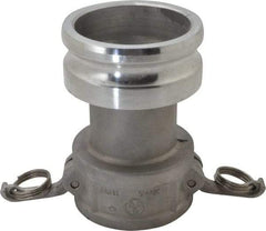 EVER-TITE Coupling Products - 3" Aluminum Cam & Groove Suction & Discharge Hose Female Coupler Male Adapter - 4" Thread, 125 Max psi - Benchmark Tooling