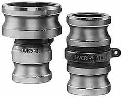 EVER-TITE Coupling Products - 1-1/2" Aluminum Cam & Groove Suction & Discharge Hose Spool Adapter - 2" Thread, 250 Max psi - Benchmark Tooling