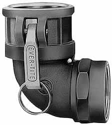 EVER-TITE Coupling Products - 2-1/2" Aluminum Cam & Groove Suction & Discharge Hose Female Coupler Female NPT Thread, 90° - Part D, 2-1/2" Thread, 150 Max psi - Benchmark Tooling