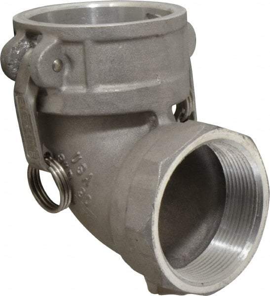 EVER-TITE Coupling Products - 3" Aluminum Cam & Groove Suction & Discharge Hose Female Coupler Female NPT Thread, 90° - Part D, 3" Thread, 125 Max psi - Benchmark Tooling