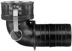 EVER-TITE Coupling Products - 3" Aluminum Cam & Groove Suction & Discharge Hose Female Coupler Hose Shank, 90° - Part C, 125 Max psi - Benchmark Tooling