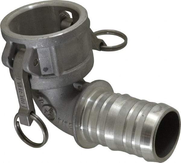 EVER-TITE Coupling Products - 2" Aluminum Cam & Groove Suction & Discharge Hose Female Coupler Hose Shank, 90° - Part C, 250 Max psi - Benchmark Tooling