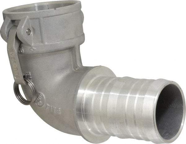 EVER-TITE Coupling Products - 3" Aluminum Cam & Groove Suction & Discharge Hose Female Coupler Hose Shank, 90° - Part C, 125 Max psi - Benchmark Tooling