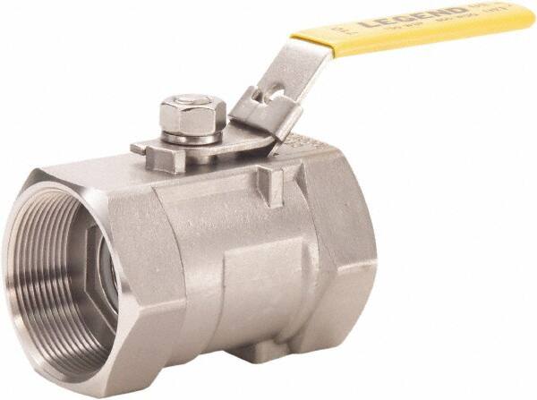 Legend Valve - 1/8" Pipe, Standard Port, Stainless Steel Standard Ball Valve - 1 Piece, FNPT x FNPT Ends, Lever Handle, 800 WOG, 150 WSP - Benchmark Tooling