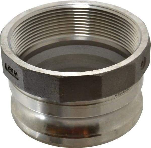 EVER-TITE Coupling Products - 4" Stainless Steel Cam & Groove Suction & Discharge Hose Male Adapter Female NPT Thread - Part A, 4" Thread, 100 Max psi - Benchmark Tooling