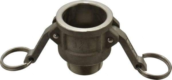 EVER-TITE Coupling Products - 1-1/4" Stainless Steel Cam & Groove Suction & Discharge Hose Female Coupler Male NPT Thread - Part B, 1-1/4" Thread, 250 Max psi - Benchmark Tooling