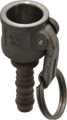 EVER-TITE Coupling Products - 1/2" Stainless Steel Cam & Groove Suction & Discharge Hose Female Coupler Hose Shank - Part C, 250 Max psi - Benchmark Tooling