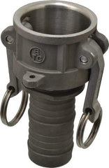 EVER-TITE Coupling Products - 1-1/2" Stainless Steel Cam & Groove Suction & Discharge Hose Female Coupler Hose Shank - Part C, 250 Max psi - Benchmark Tooling