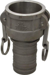 EVER-TITE Coupling Products - 2" Stainless Steel Cam & Groove Suction & Discharge Hose Female Coupler Hose Shank - Part C, 250 Max psi - Benchmark Tooling