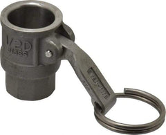 EVER-TITE Coupling Products - 1/2" Stainless Steel Cam & Groove Suction & Discharge Hose Female Coupler Female NPT Thread - Part D, 1/2" Thread, 250 Max psi - Benchmark Tooling