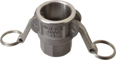 EVER-TITE Coupling Products - 1-1/4" Stainless Steel Cam & Groove Suction & Discharge Hose Female Coupler Female NPT Thread - Part D, 1-1/4" Thread, 250 Max psi - Benchmark Tooling