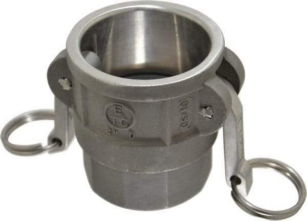 EVER-TITE Coupling Products - 2" Stainless Steel Cam & Groove Suction & Discharge Hose Female Coupler Female NPT Thread - Part D, 2" Thread, 250 Max psi - Benchmark Tooling