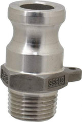 EVER-TITE Coupling Products - 1/2" Stainless Steel Cam & Groove Suction & Discharge Hose Male Adapter Male NPT Thread - Part F, 1/2" Thread, 250 Max psi - Benchmark Tooling