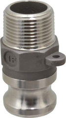 EVER-TITE Coupling Products - 1" Stainless Steel Cam & Groove Suction & Discharge Hose Male Adapter Male NPT Thread - Part F, 1" Thread, 250 Max psi - Benchmark Tooling