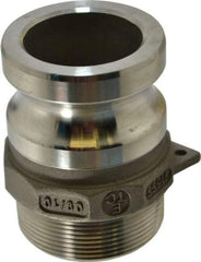 EVER-TITE Coupling Products - 2" Stainless Steel Cam & Groove Suction & Discharge Hose Male Adapter Male NPT Thread - Part F, 2" Thread, 250 Max psi - Benchmark Tooling