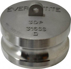 EVER-TITE Coupling Products - 3" Stainless Steel Cam & Groove Suction & Discharge Hose Dust Plug For Use with Couplers - Part DP, 200 Max psi - Benchmark Tooling