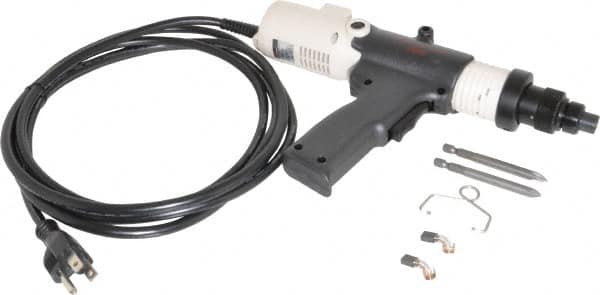 Ingersoll-Rand - Pistol Grip Handle, 400 RPM, 15 to 40 In/Lb Torque, Electric Screwdriver - 1/4" Bit Holder, 115 Volts, 0.45 Amps - Benchmark Tooling