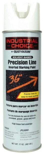 Rust-Oleum - 17 fl oz White Marking Paint - 600' to 700' Coverage at 1" Wide, Solvent-Based Formula - Benchmark Tooling