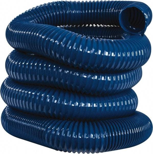 Hi-Tech Duravent - 4" ID, 25' Long, PVC Blower & Duct Hose - Blue, 5-1/2" Bend Radius, 17 In/Hg, 11 Max psi, -20 to 180°F, Abrasion and Chemical Resistant - Benchmark Tooling