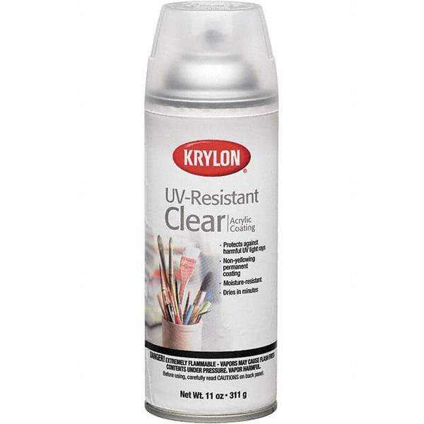 Krylon - Crystal Clear, Flat, Acrylic Coating Spray Paint - 15 to 20 Sq Ft per Can, 16 oz Container - Benchmark Tooling