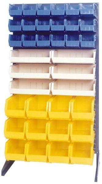 Quantum Storage - 300 Lb Capacity, 15" Deep x 36" Wide x 66" High, Steel Pick Rack - 1 Side, 48 Red Polyethylene/Polypropylene Bins - Benchmark Tooling