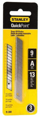 Stanley - 3 Piece Steel Utility Knife Blade - 3-1/2" OAL, 0.017" Blade Thickness - Benchmark Tooling