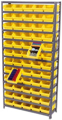 Quantum Storage - 4,200 Lb Capacity, 18" Deep x 36" Wide x 75" High, Steel Floor Rack - 1 Side, 60 Black Polyethylene/Polypropylene Bins - Benchmark Tooling