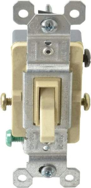 Pass & Seymour - 3 Pole, 120 VAC, 15 Amp, Specification Grade, Toggle, Wall and Dimmer Light Switch - 1-1/4 Inch Wide x 3.281 Inch High - Benchmark Tooling