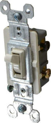 Pass & Seymour - 3 Pole, 120 VAC, 15 Amp, Specification Grade, Toggle, Wall and Dimmer Light Switch - 1-1/4 Inch Wide x 3.281 Inch High - Benchmark Tooling