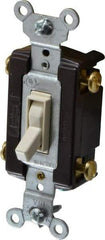 Pass & Seymour - 4 Pole, 120 VAC, 15 Amp, Specification Grade, Toggle, Wall and Dimmer Light Switch - 1-1/4 Inch Wide x 3.281 Inch High - Benchmark Tooling