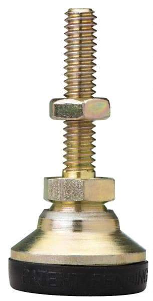 J.W. Winco - 1/4-20 Bolt Thread, Studded Pivotal Stud Mount Leveling Pad & Mount - 825 Max Lb Capacity, 1" Base Diam - Benchmark Tooling