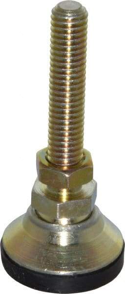 J.W. Winco - 3/8-16 Bolt Thread, Studded Pivotal Stud Mount Leveling Pad & Mount - 2,850 Max Lb Capacity, 1-1/4" Base Diam - Benchmark Tooling