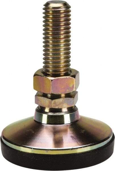 J.W. Winco - 5/8-11 Bolt Thread, Studded Pivotal Stud Mount Leveling Pad & Mount - 4,350 Max Lb Capacity, 2-1/2" Base Diam - Benchmark Tooling