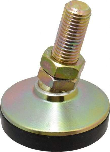 J.W. Winco - 3/4-10 Bolt Thread, Studded Pivotal Stud Mount Leveling Pad & Mount - 5,550 Max Lb Capacity, 3" Base Diam - Benchmark Tooling